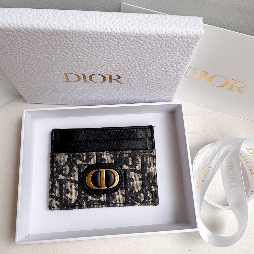 SOLD‼️Dior Oblique Jacquard 30 Montaigne Freesia Card Case Holder Blue Compact - Picture 2 of 16